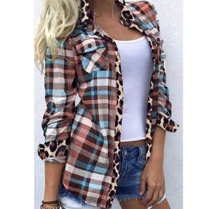 Plaid and Leopard Flannel Button Down